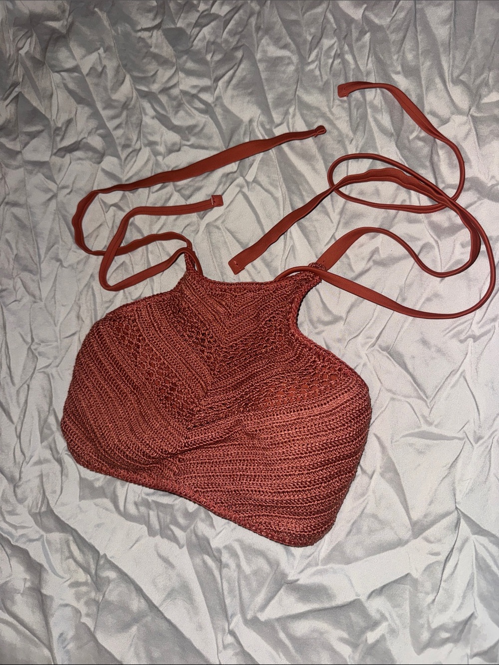 Xhilaration Rust Red Crochet Halter Bikini Top